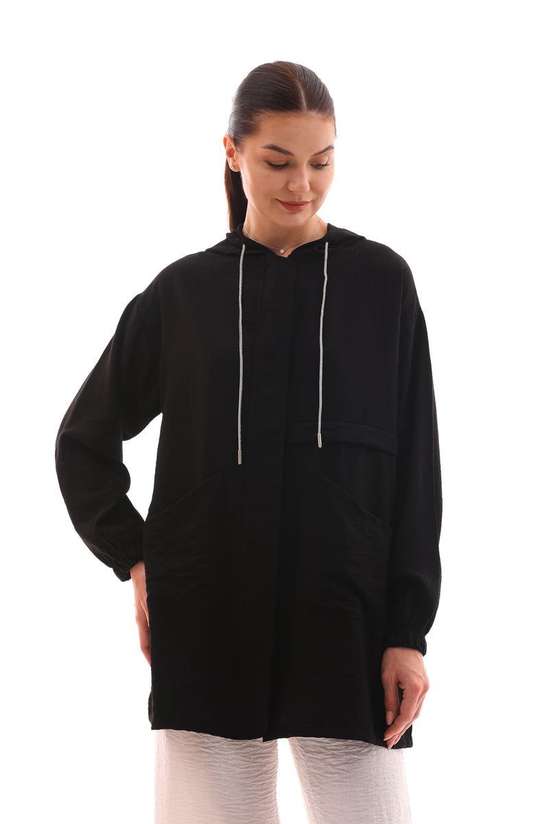 NSH Zipup Hoodied Cape Black