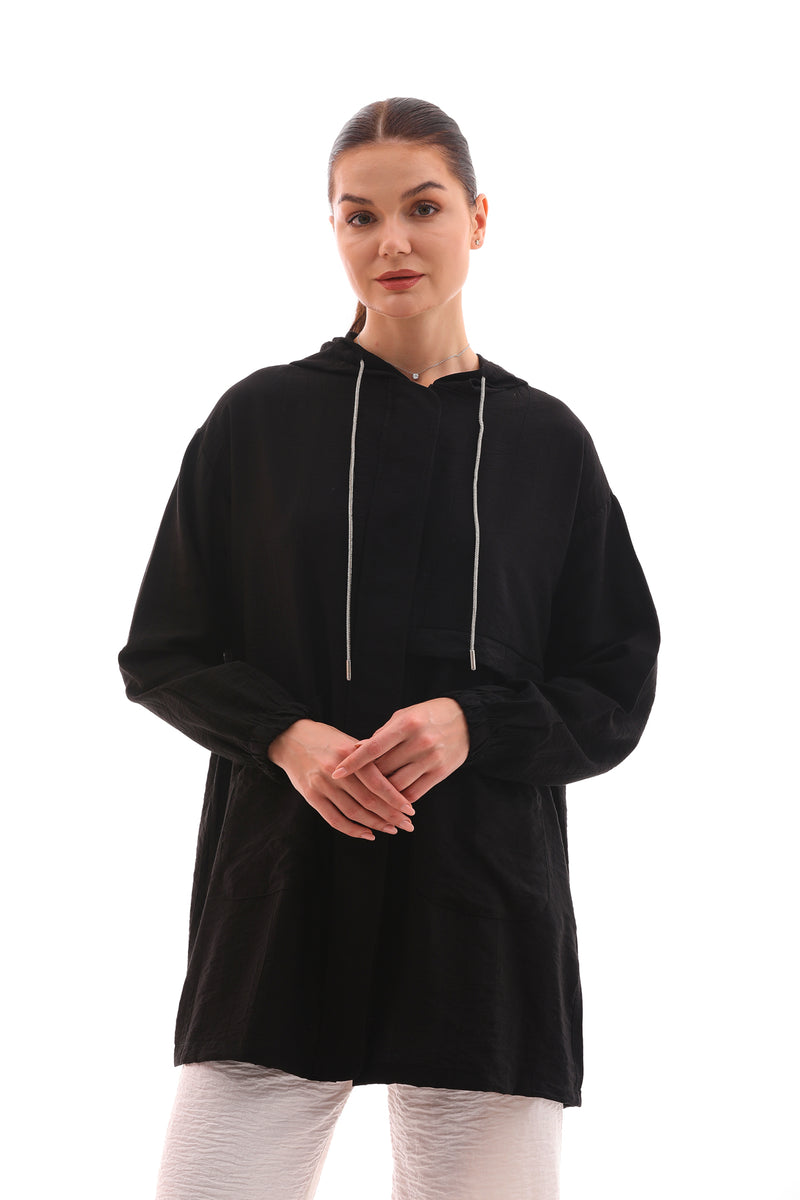 NSH Zipup Hoodied Cape Black