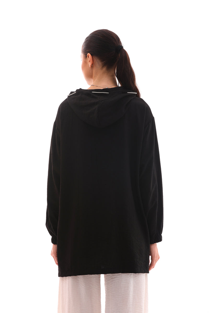 NSH Zipup Hoodied Cape Black