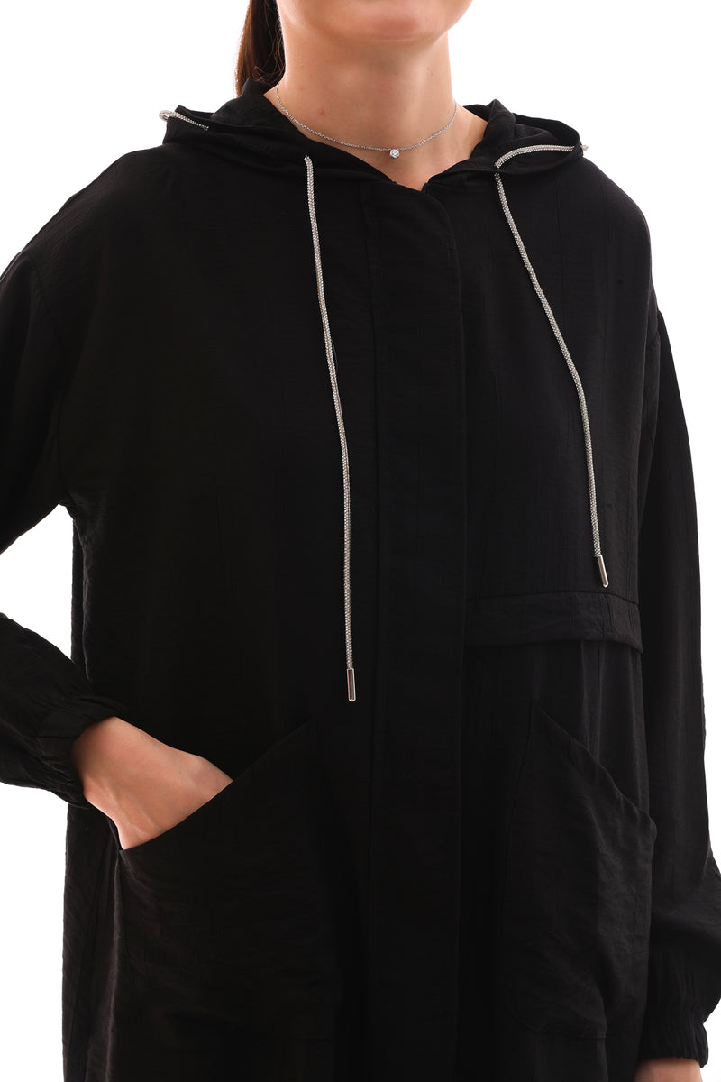 NSH Zipup Hoodied Cape Black