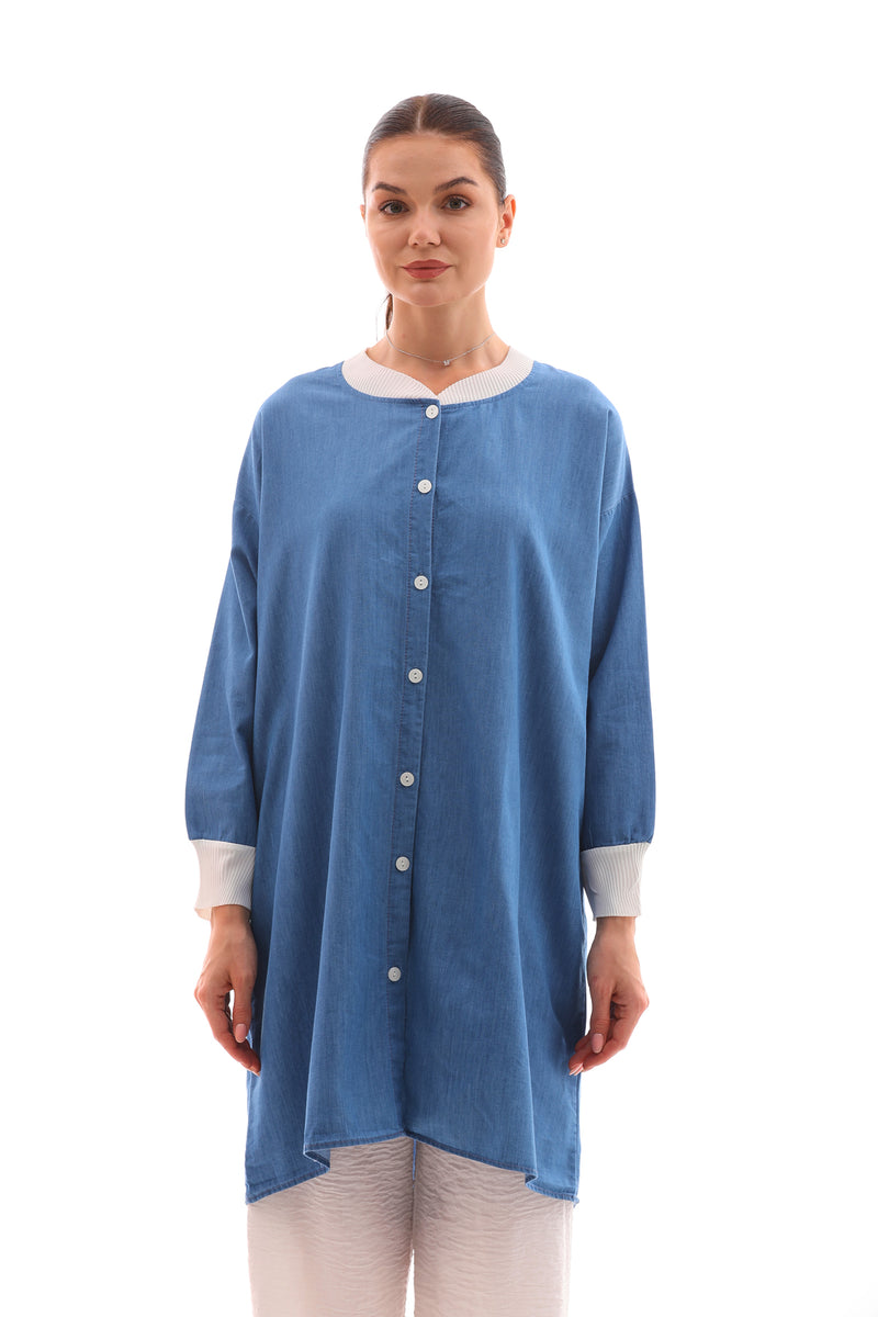 PL Denim Button Tunic Blue