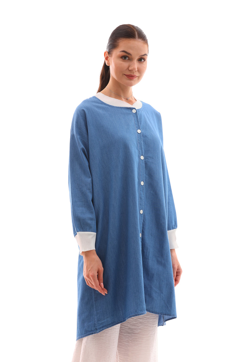 PL Denim Button Tunic Blue