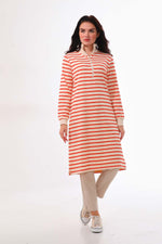 NSH Striped Cotton Long Tunic Orange
