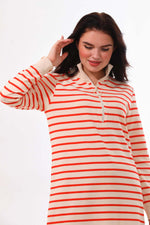 NSH Striped Cotton Long Tunic Orange