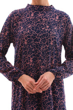 ZK Printed Cotton Dress Navy Blue