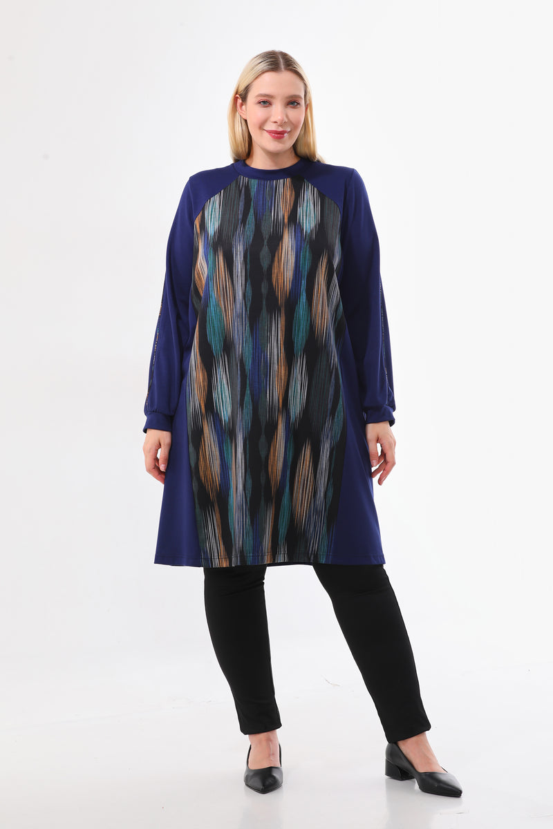 DL 236A Printed Tunic Sax Blue