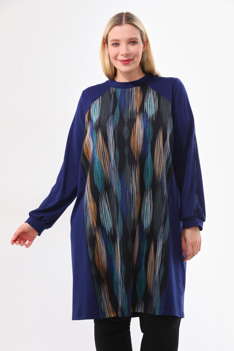 DL 236A Printed Tunic Sax Blue