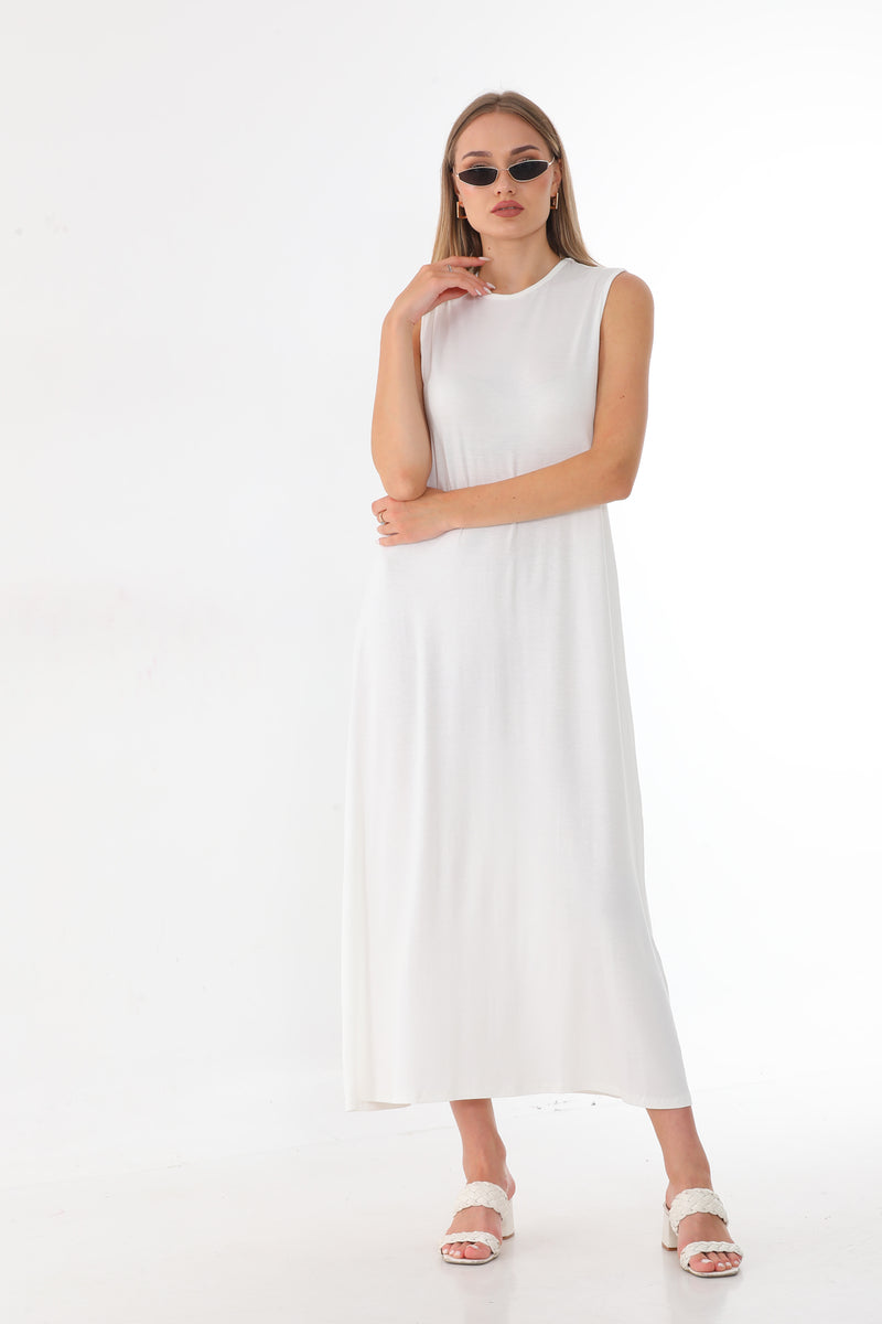 N&C 0614 Sleeveless Dress White