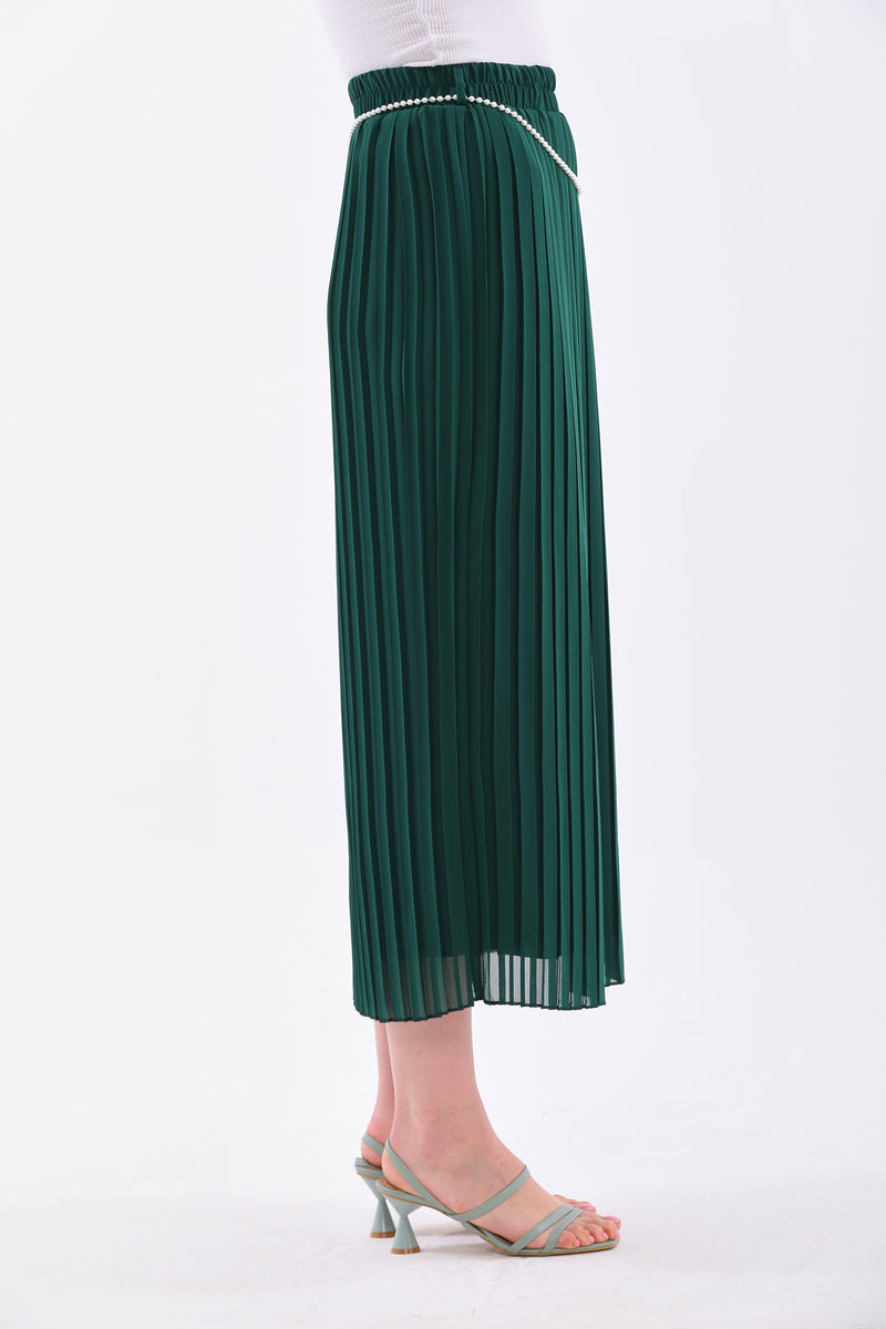 ISL Chiffon Pleated Skirt Emerald