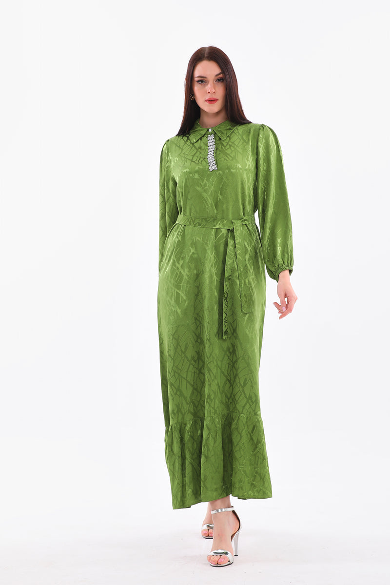 ISL Rhinestone Dress Green