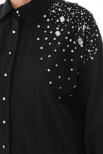 My3 Side Rhinestones Shirt Black