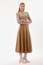 B&A Leather Circular Skirt Camel