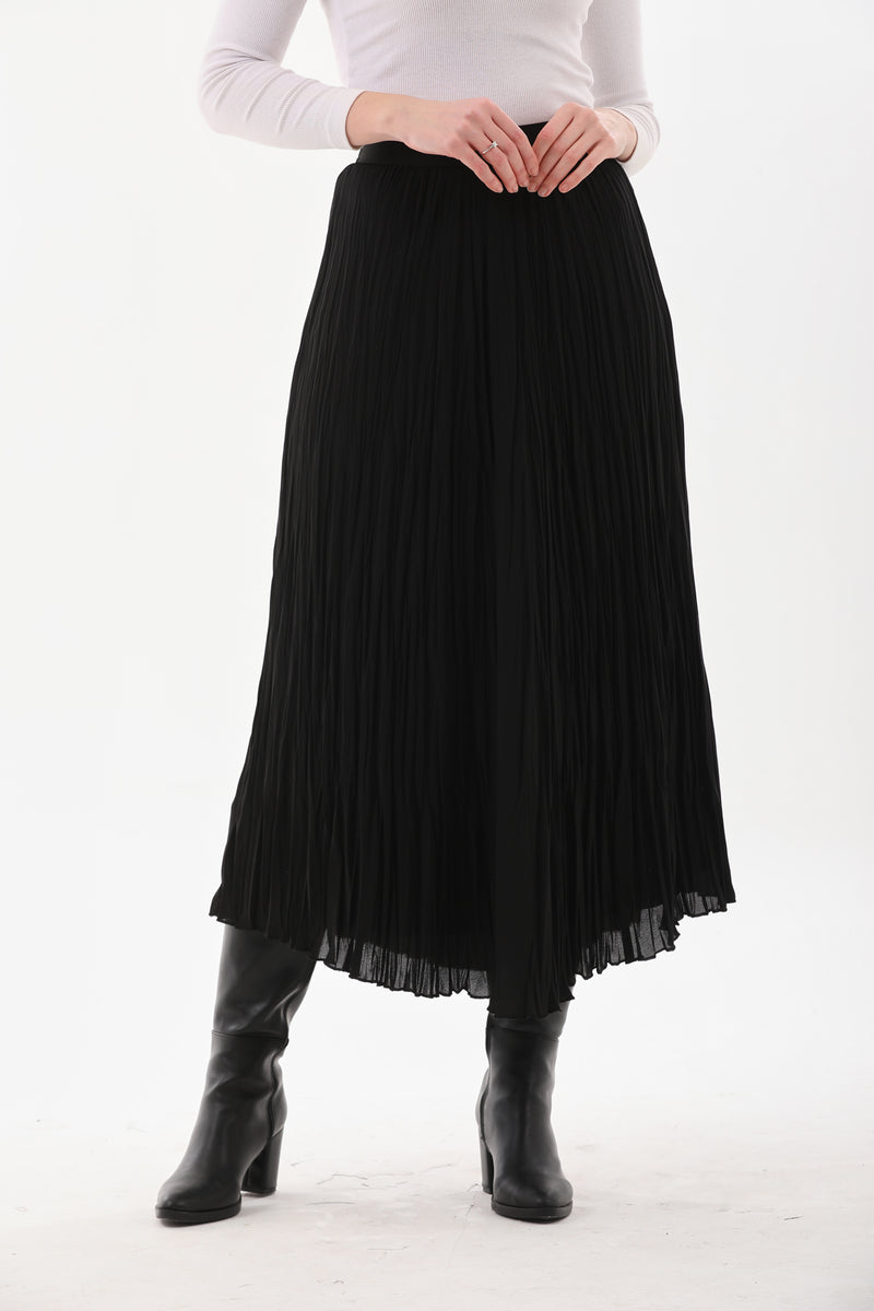 SZ Chiffon Pleated Skirt Black