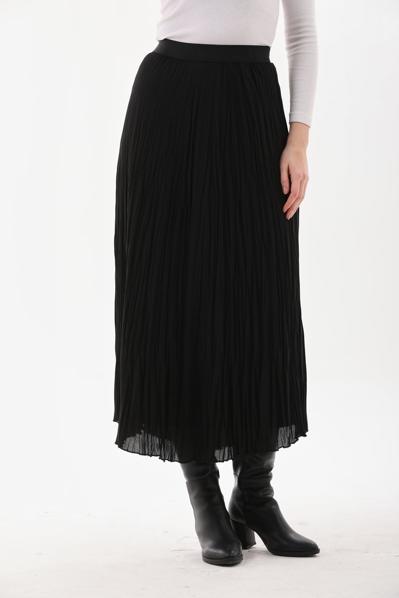 SZ Chiffon Pleated Skirt Black