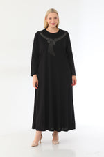 HSN Printed Cotton Dress Black