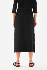 SZ Side Tasseled Canvas Skirt Black