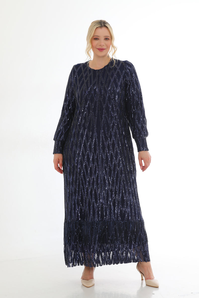 DL 031A 2 Piece Dress Set Navy Blue