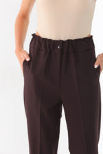 SZ Turnup Elastic Belted Pants Brown