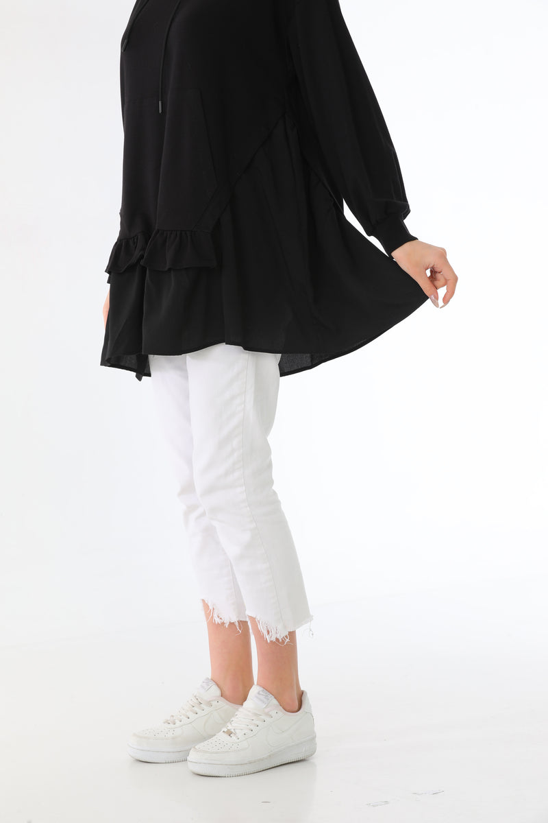 IKL Frilled Skirt Tunic Black