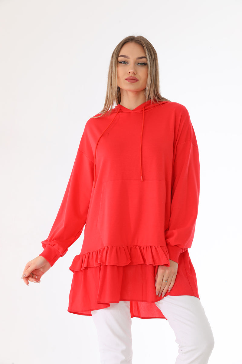 IKL Frilled Skirt Tunic Red