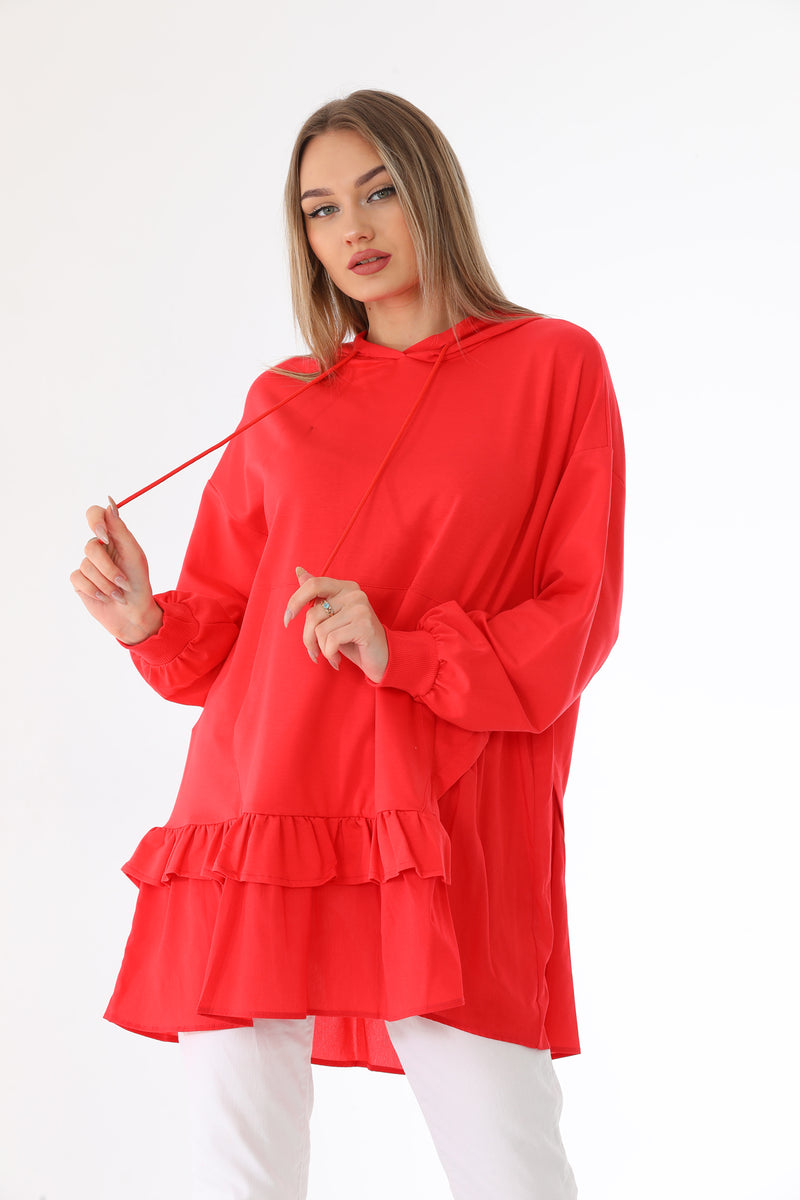 IKL Frilled Skirt Tunic Red