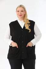 HSN Plus Cotton Buttons Vest Black