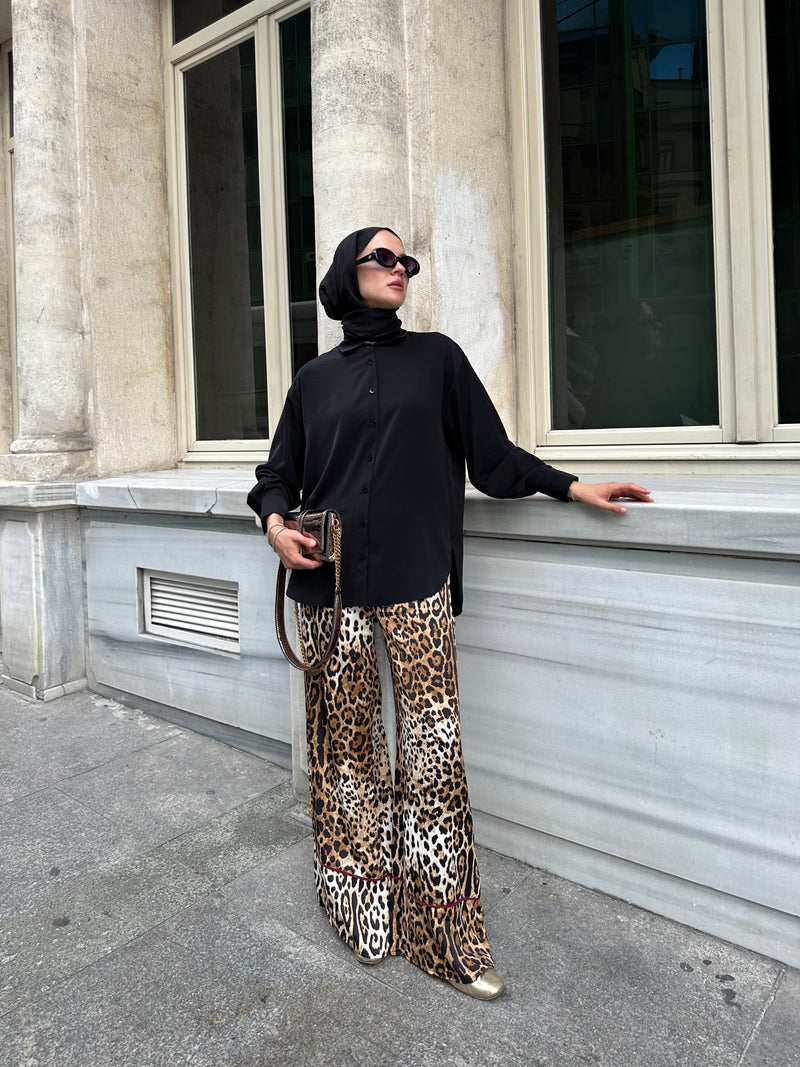 A&W Leopard Pants Set Black