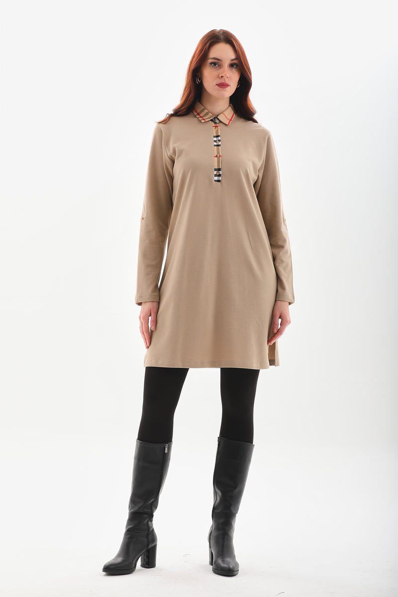 A&M Chequered Tunic Beige