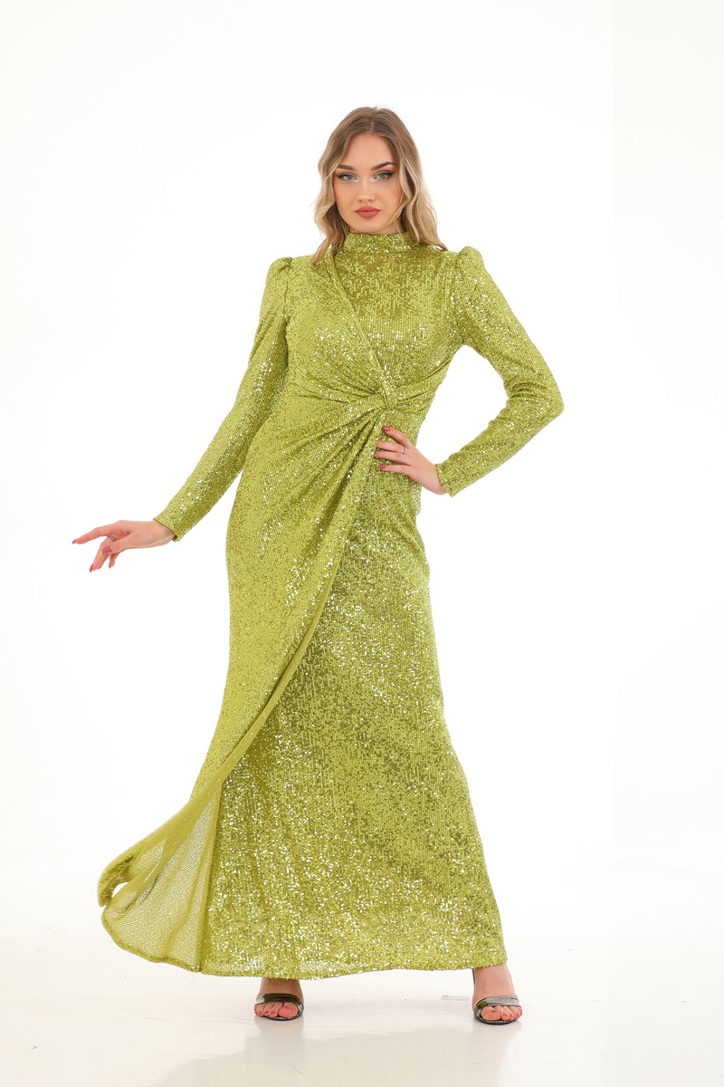 T&Y Shinny Dress Oil Green