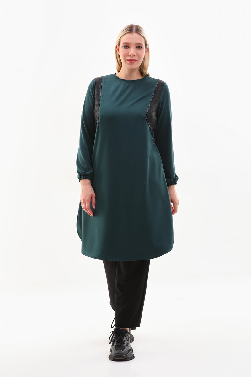 SR Leather Dtld Tunic Green