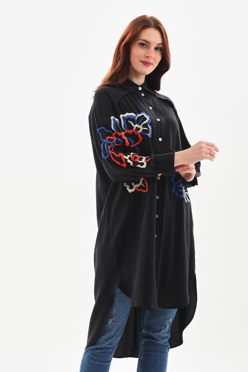 A&W Embroidered Tunic Black
