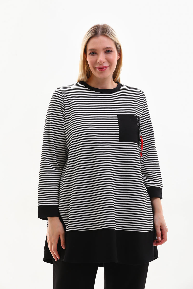 DL 230A Striped Tunic Black