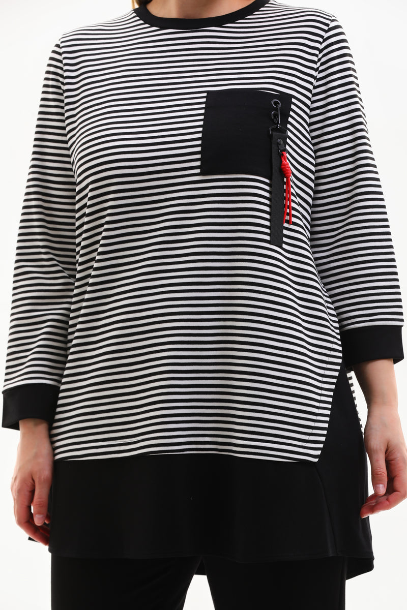 DL 230A Striped Tunic Black