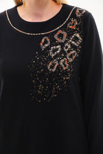 DL 221A Beaded Dtld Tunic Black