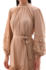 A&M Lace Detailed Dress Beige