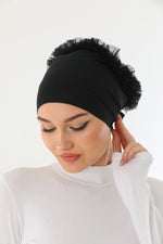 Cotton Seamless Bun Bonnet Black