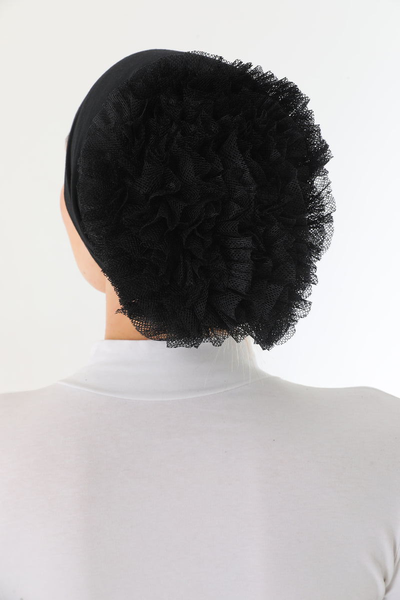 Cotton Seamless Bun Bonnet Black