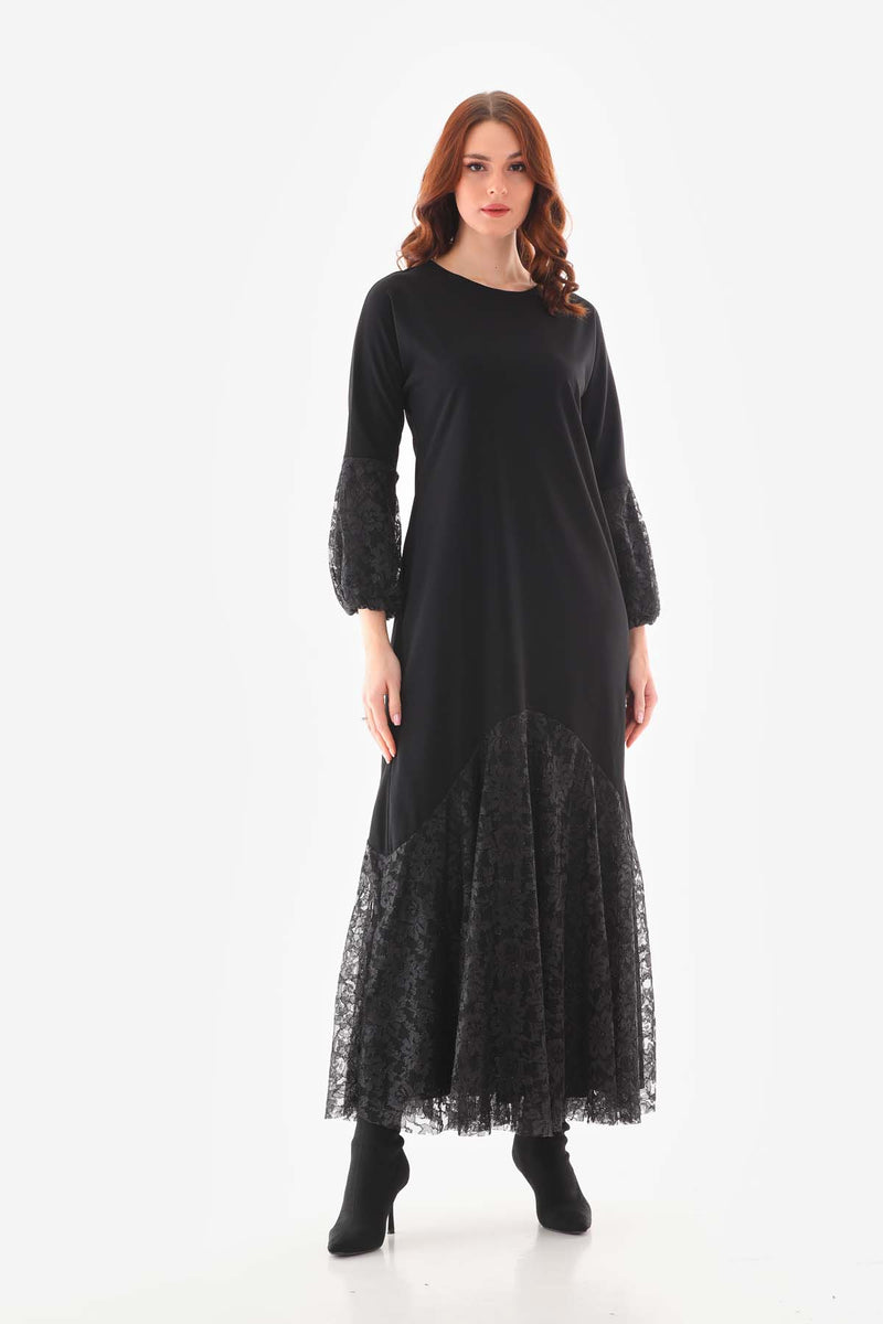 T&N Lace Detailed Dress Black