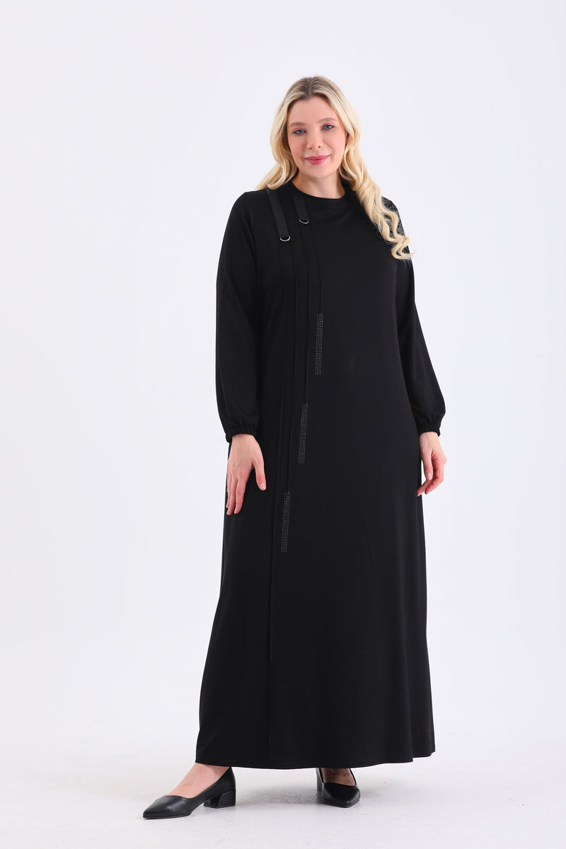 MSB Cotton Ribbed Dtld Dress Black