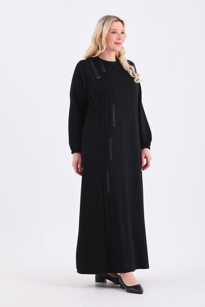 MSB Cotton Ribbed Dtld Dress Black