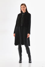 D&T Silk and Knitted Tunic Black