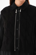 D&T Silk and Knitted Tunic Black