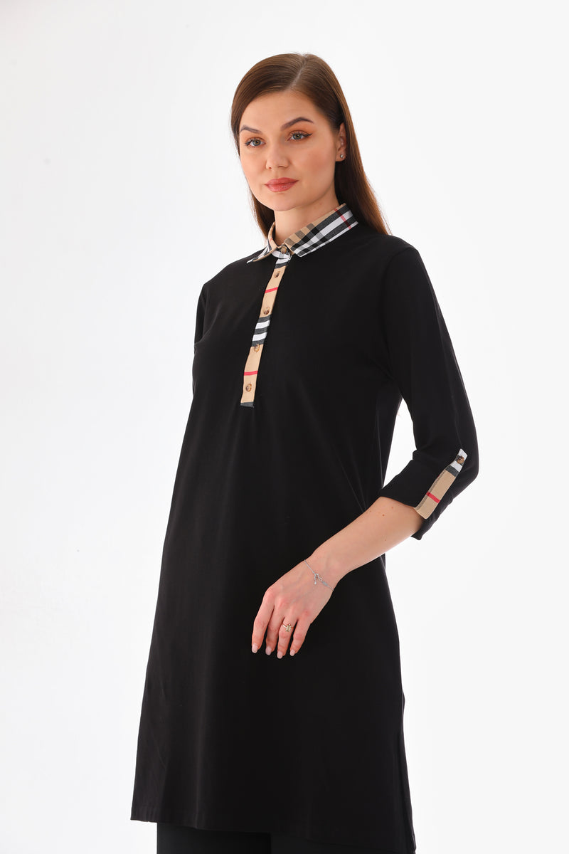 A&M Chequered Tunic Black