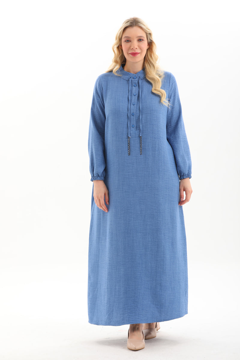 MSB Crew Neck String Dress Blue