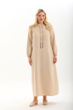 MSB Crew Neck String Dress Cream