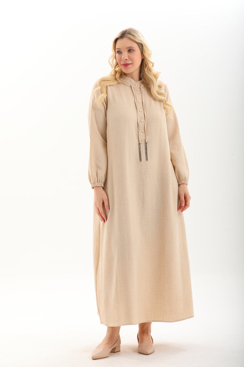 MSB Crew Neck String Dress Cream