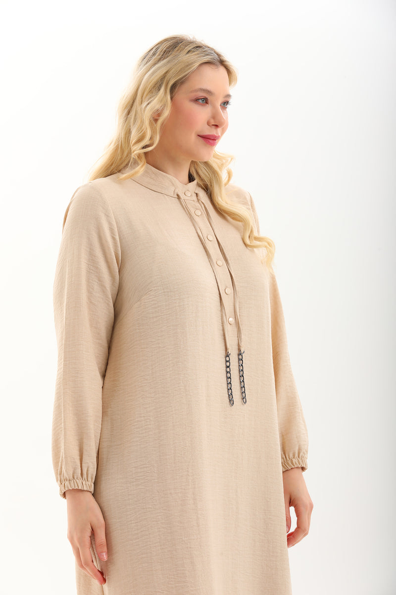 MSB Crew Neck String Dress Cream