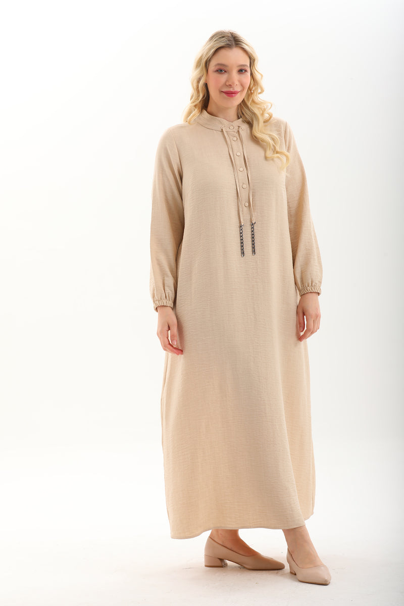 MSB Crew Neck String Dress Cream