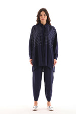 PN Beaded Linen Set Navy Blue