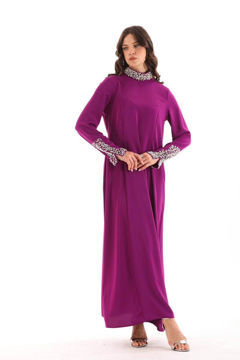A&M Pearl Detailed Dress Purple